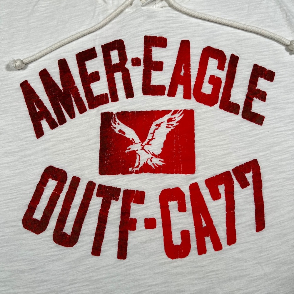 American Eagle Outfitters Hoodie Sweatshirt Mens Large White CA 77 Y2K Graphic - Picture 3 of 7